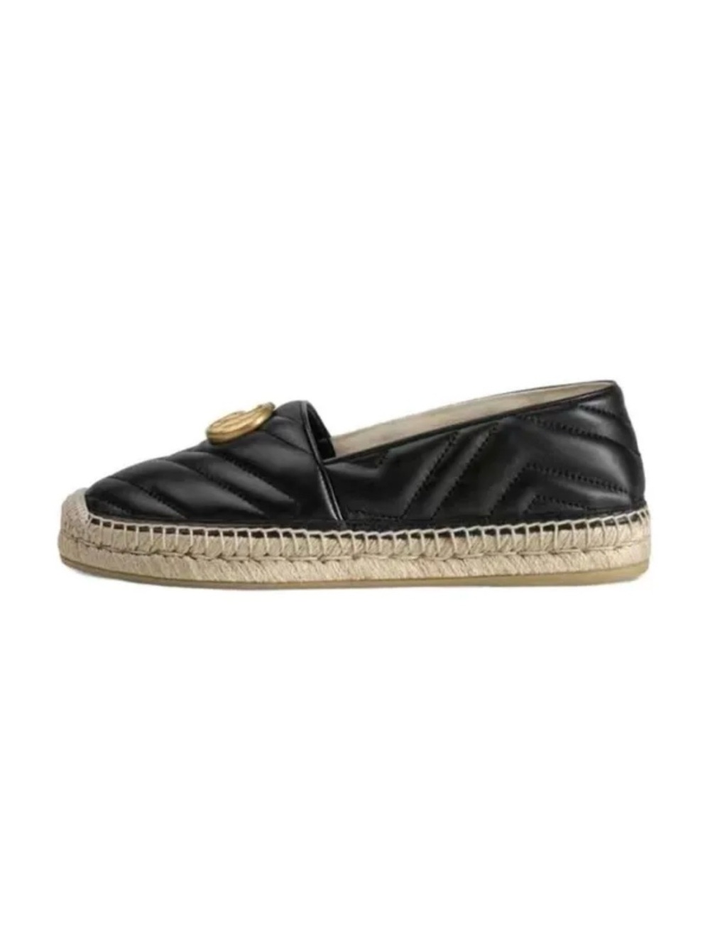 Gucci Black Espadrille Loafers with Gold Accent - Picture 12 of 12